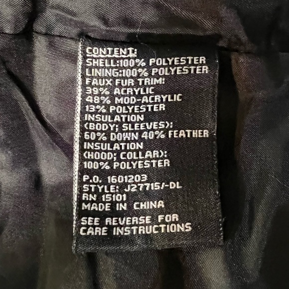 Jones New York Black Puffer Jacket with Faux Fur Hood - Picture 13 of 16